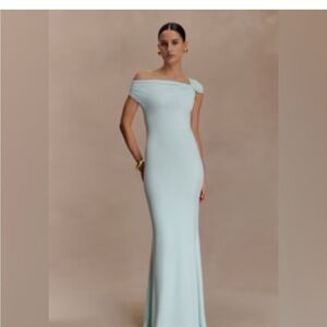 Elegant Off-Shoulder Light Blue Dress